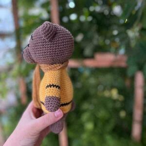 Αρκούδος amigurumi καφέ με κίτρινο χρωμα, 21 cm - λούτρινα, ιδεά για δώρο, για παιδιά, για μωρά, 100% βαμβακερό - 3