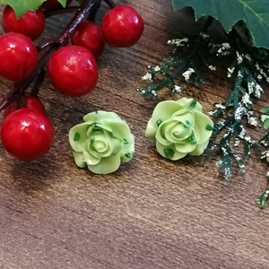 "Roses" καρφωτά σκουλαρίκια από υγρό γυαλί - ρητίνη, λουλούδι, μικρά, ατσάλι, φθηνά - 2