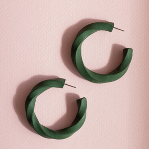 Twisted Hoops | 4,5 εκ. | Χειροποίητα σκουλαρίκια από πηλό - πηλός, ατσάλι, boho, μεγάλα, καρφάκι - 2