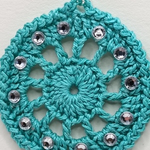 Σειρά "Μοναδικά διαχρονικά" Circles with rhinestones - νήμα, γάντζος, πλεκτά - 2