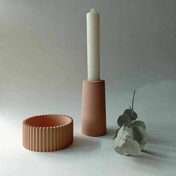 Tσιμεντένιο βαζάκι και κηροπήγιο 9.5 Χ 5.0 //pen P Orange - διακοσμητικό, βάζα & μπολ, τσιμέντο, ρεσώ & κηροπήγια, concrete design - 5