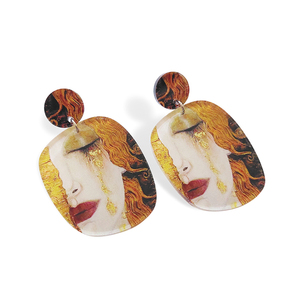 Σκουλαρίκια "Golden Tears" Gustav Klimt - plexi glass, καρφάκι - 2