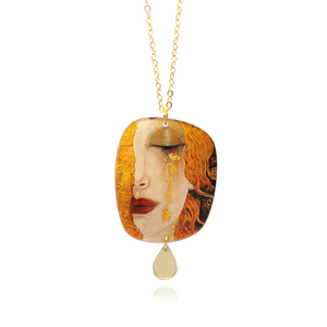 Κολιέ "Golden Tears", Gustav Klimt - εκτύπωση, δάκρυ, plexi glass