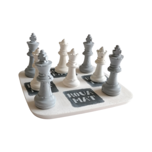 Τρίλιζα CHESS από τσιμέντο τετράγωνη άσπρο/γκρι14,5εκΧ1εκ - τσιμέντο, σετ δώρου, ειδη δώρων