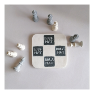 Τρίλιζα CHESS από τσιμέντο τετράγωνη άσπρο/γκρι14,5εκΧ1εκ - τσιμέντο, σετ δώρου, ειδη δώρων - 5