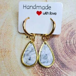 Polymer clay marble earrings 1 - πηλός, ατσάλι - 3