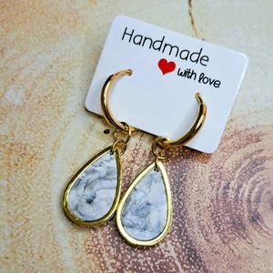Polymer clay marble earrings 1 - πηλός, ατσάλι - 5