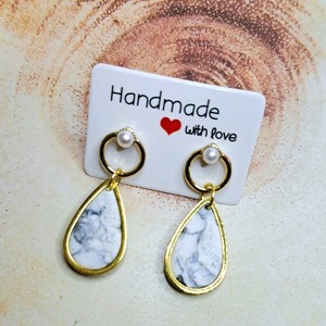 Polymer clay marble earrings 2 - πηλός, πέρλες - 5