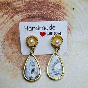 Polymer clay marble earrings 3 - πηλός, πέρλες - 2