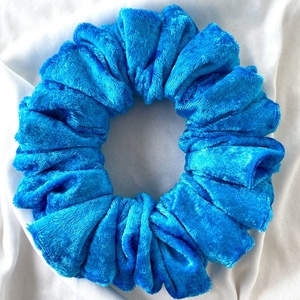 Χειροποίητο Scrunchie Τυρκουάζ Βελούδο - μαλλί, λαστιχάκια μαλλιών - 2