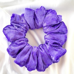 Χειροποίητο Scrunchie Μωβ Βελούδο - μαλλί, λαστιχάκια μαλλιών