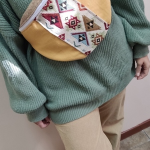 Τσάντα Μπανάνα Χιαστί η Ώμου Banana bag XXL Κιτρινη-Καφε ! - ύφασμα, χιαστί, all day - 2