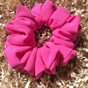 Χειροποίητο Scrunchie Φούξια - μαλλί, λαστιχάκια μαλλιών