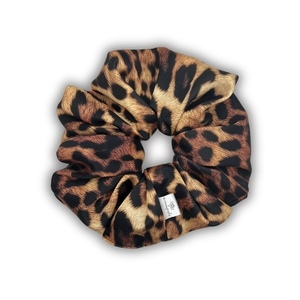 Leopard satin XL scrunchie - ύφασμα, για τα μαλλιά, λαστιχάκια μαλλιών