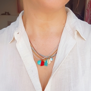 Λεπτό Κολιέ Boho - χάντρες, κοντά, boho - 2