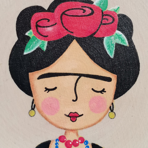 Χειροποίητο προσωποποιημένο δώρο με την Frida Kahlo ζωγραφισμένο στο χέρι - ξύλο, ζωγραφισμένα στο χέρι, σουβέρ, μαγνητάκια - 4