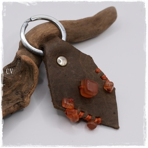 Δερμάτινο Μπρελόκ Με Carnelian Beads - δέρμα, ημιπολύτιμες πέτρες, σπιτιού - 2