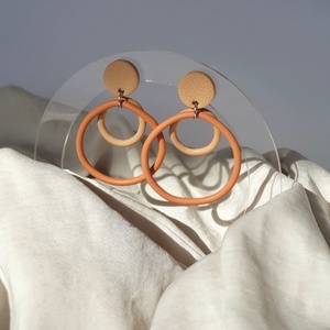 Abstract Hoops | Χειροποίητα σκουλαρίκια πηλού - πηλός, ατσάλι, boho, καρφάκι - 2
