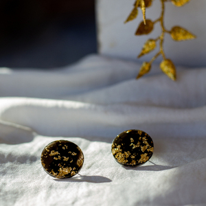 Resin Circle Studs | Καρφωτά σκουλαρίκια ρητίνης - ρητίνη, ατσάλι, boho - 3