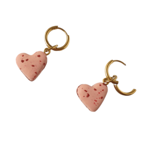 Heart Macarons | Χειροποίητα σκουλαρίκια πηλού - charms, επιχρυσωμένα, πηλός, μικρά, με κλιπ