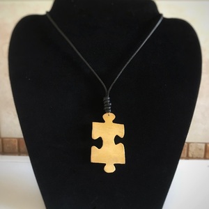 "Puzzle" Χειροποίητο ορειχάλκινο Μενταγιόν - δέρμα, ορείχαλκος, μακριά, μπρούντζος - 4