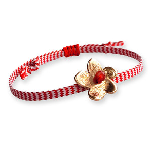 Μαρτάκι με επιχρυσωμένο rose gold λουλούδι - ψάρι, zamak, χεριού, αυξομειούμενα