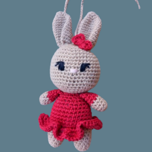 ΚΟΥΝΕΛΑΚΙ ΚΟΚΚΙΝΟ ΦΌΡΕΜΑ 15cm - λούτρινα, amigurumi, για παιδιά - 4