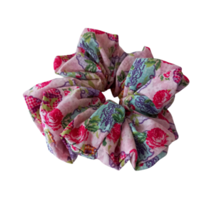 Χειροποίητο scrunchie ποπλίνα - ύφασμα, λαστιχάκια μαλλιών - 2