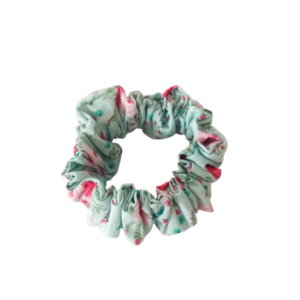 Scrunchie φλοράλ ποπλίνα βεραμάν - ύφασμα, λαστιχάκια μαλλιών - 2