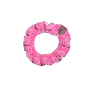 Λαστιχάκι-Scrunchie από απαλό βελούδινο νήμα ροζ - μαλλί, νήμα, λαστιχάκια μαλλιών