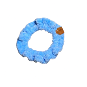 Λαστιχάκι-Scrunchie από απαλό βελούδινο νήμα γαλάζιο... - μαλλί, νήμα, λαστιχάκια μαλλιών