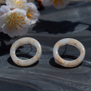 Ring Studs | Χειροποίητα σκουλαρίκια ρητίνης - γυαλί, ρητίνη, ατσάλι, boho, πέρλες - 3