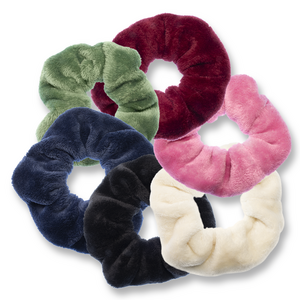 Fleece scrunchie σε έξι διαφορετικά χρώματα - ύφασμα, λαστιχάκια μαλλιών