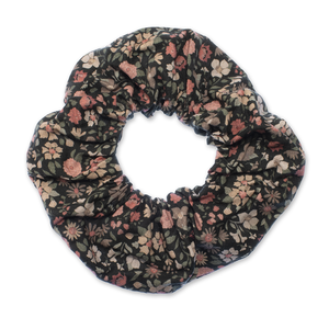 Scrunchie με φλοράλ σχέδιο σε δύο χρώματα - ύφασμα, λαστιχάκια μαλλιών - 2