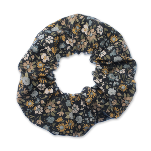 Scrunchie με φλοράλ σχέδιο σε δύο χρώματα - ύφασμα, λαστιχάκια μαλλιών - 3