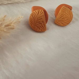 Textured Studs | Χειροποίητα σκουλαρίκια πηλού - πηλός, λουλούδι, ατσάλι, boho, μεγάλα - 3