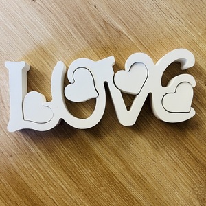 LOVE Puzzle: Τρισδιάστατο Καλλιγραφικό Διακοσμητικό με Καρδιές - ρητίνη, minimal, διακοσμητικά - 3