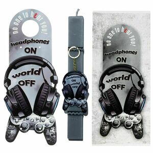 Πασχαλινή λαμπάδα headphones με μπρελόκ ακουστικά και πλάτη door tag (ντορ ταγκ) - αγόρι, λαμπάδες, για ενήλικες, για εφήβους, games - 4