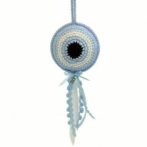 Πλεκτό γούρι για νεογέννητο- baby blue - γούρι, δώρα για βάπτιση, ματάκια, δώρο γέννησης, φυλαχτά