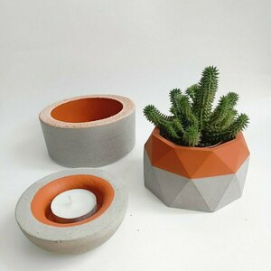 Tσιμεντένια βάση 9 εκ. για ρεσώ //kudo P Orange - design, τσιμέντο, ρεσώ & κηροπήγια, σκυρόδεμα - 5