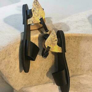 Handmade leather Ermis sandals : Hero - δέρμα, μαύρα, αρχαιοελληνικό, gladiator, φλατ - 2