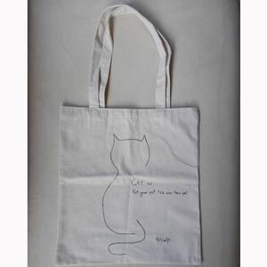 TOTE BAG υφασμάτινη ζωγραφισμένη με μαύρο χρώμα 34*38cm - ύφασμα, ώμου, all day, tote, πάνινες τσάντες