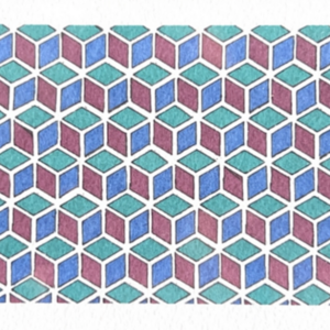 Geometry of the Soul | Μαρκαδόροι | Μπλε - Πράσινο - Βυσσινί | Διαστάσεις 10cm x 25cm | Με κάδρο - χαρτί, γεωμετρικά σχέδια, πίνακες ζωγραφικής