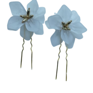 White Blossom Bridal Hairpins – Νυφικές Φουρκέτες με Λουλούδι - μέταλλο