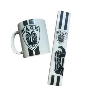 Σετ Λαμπάδα ΠΑΟΚ , laserprint 30cm με κούπα - αγόρι, λαμπάδες, σετ, για εφήβους, σπορ και ομάδες