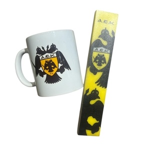 Σετ Λαμπάδα ΑΕΚ , laserprint 30cm με κούπα - αγόρι, λαμπάδες, σετ, για εφήβους, σπορ και ομάδες