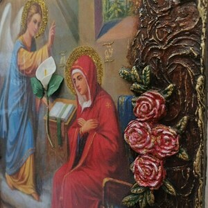 Ευαγγελισμός της Θεοτόκου- ξύλινη εικόνα - ξύλο - 4