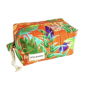 Νεσεσέρ μπαουλάκι σε μεσαίο μέγεθος, tropical leaves orange - ύφασμα, χειρός, καλλυντικών, ταξιδίου