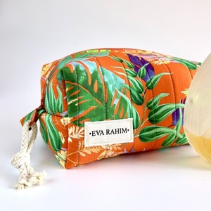 Νεσεσέρ μπαουλάκι σε μεσαίο μέγεθος, tropical leaves orange - ύφασμα, χειρός, καλλυντικών, ταξιδίου - 2