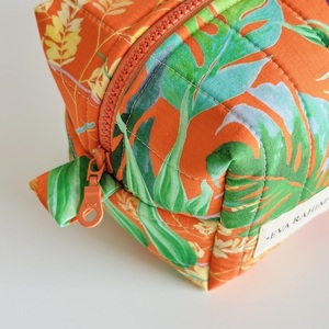 Νεσεσέρ μπαουλάκι σε μεσαίο μέγεθος, tropical leaves orange - ύφασμα, χειρός, καλλυντικών, ταξιδίου - 3